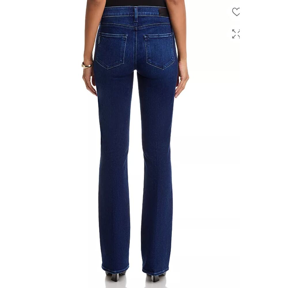 PAIGE Manhattan Bootcut Straight Leg Jeans in Tall Dark Blue Wash - Picture 2 of 7